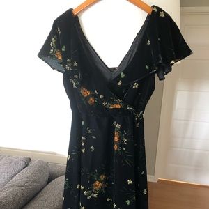 Black velvet Zara dress with flowers